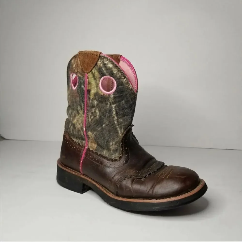 Ariat boot fat baby Women's size 6.5 pink camo brown leather